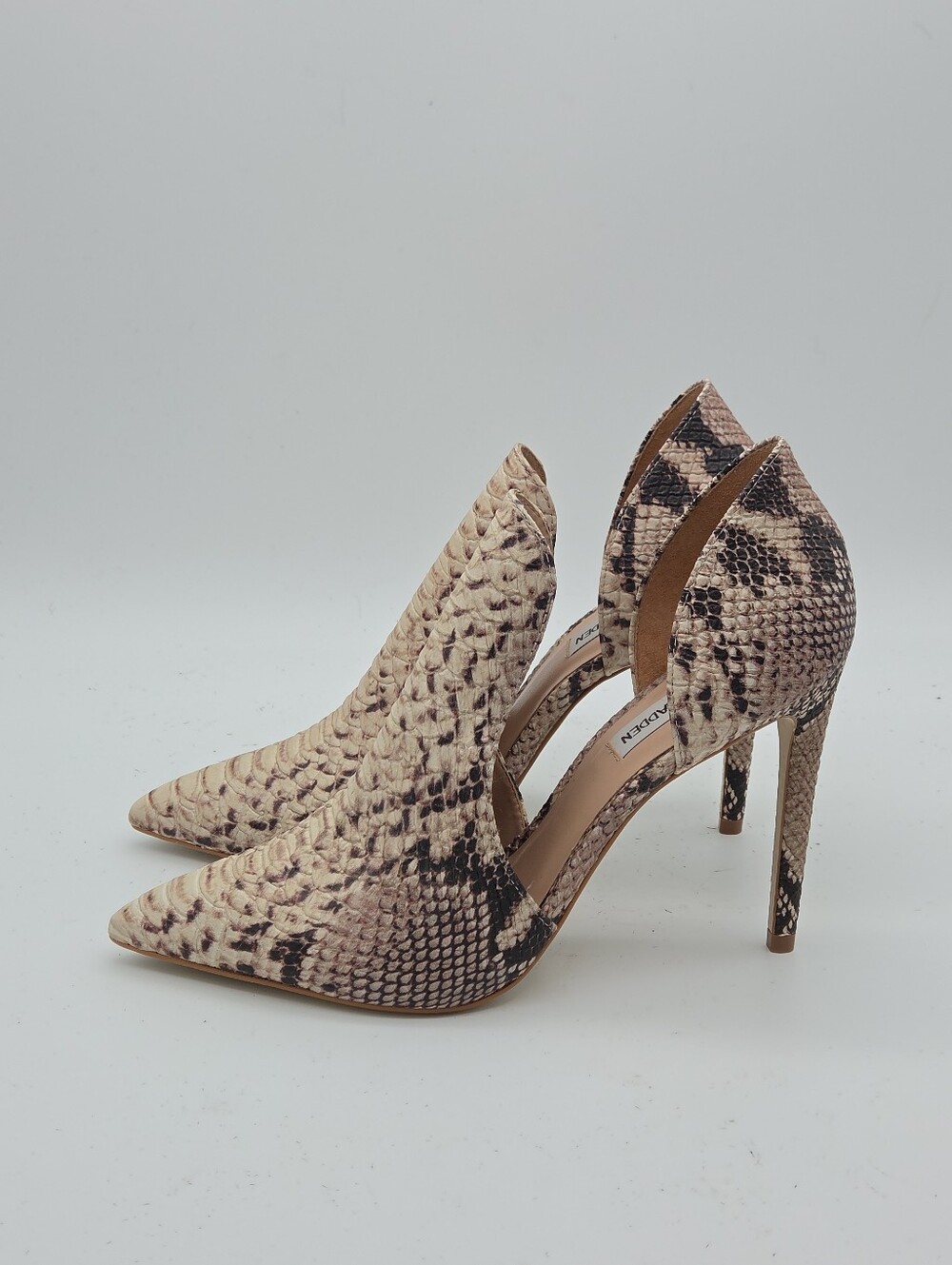 Steve Madden Dolly Natural Snakeskin Stiletto Cutout Heels Size 9